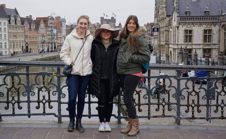 Eliza (left) with the two girls she was travelling with — Kaitlin Greenleaf from the USA and Brenda Roberts from Argentina. Photo: Facebook