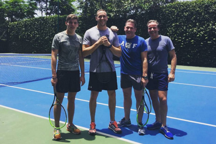 Away from driving, he enjoys tennis to stay fit. Photo: Instagram