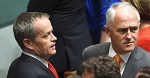 Leader of the Opposition Bill Shorten (L) and Prime Minister Malcolm Turnbull during a House of Representatives class photo before Question Time at Parliament House in Canberra on Tuesday, March 15, 2016. (AAP Image/Mick Tsikas) NO ARCHIVING