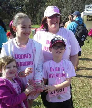 Kate with her children and Danni's daughter Anicka (the tallest). Photo: Supplied