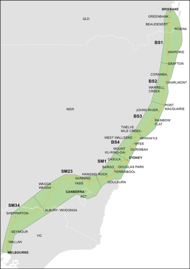 The proposed high-speed rail route from Labor's feasibility study.Image:Department of Infrastructure