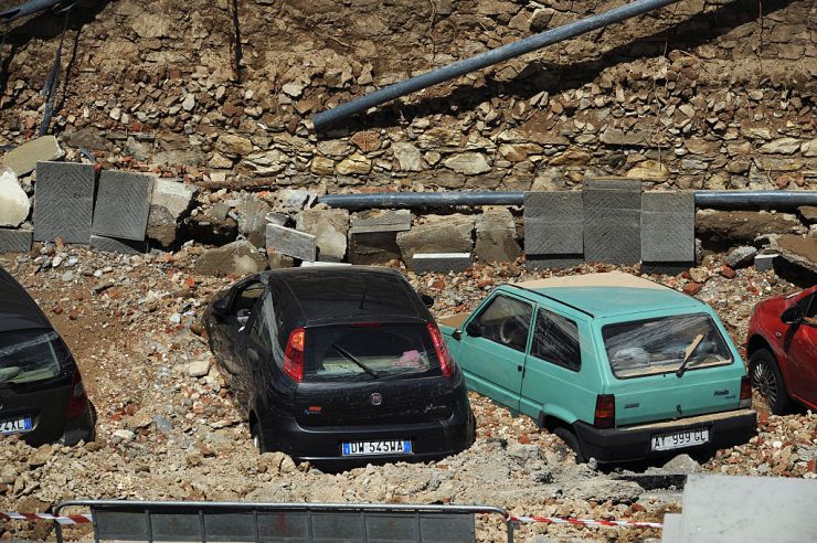 Up to 15 cars were swallowed in the sinkhole.