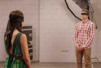 Geordie and contestant Tamlyn in the studio. Photo: Seven