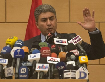 Egypt's Aviation Minister Sherif Fathy addresses reporters. Photo