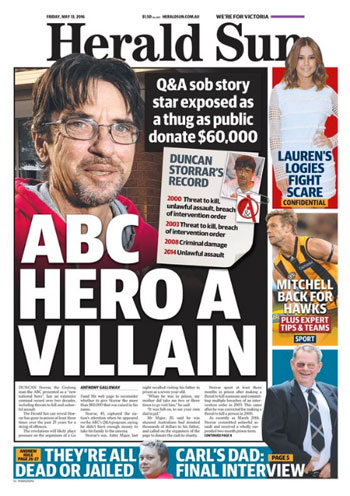 herald sun front page 