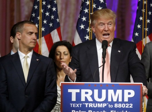 Donald Trump in happier times with Corey Lewandowski (left). Photo: AAP.