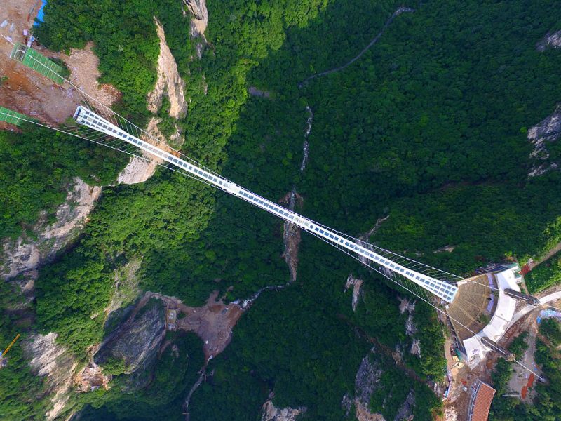 The glass-bottomed bridge is 300m above the ground. Photo: Getty