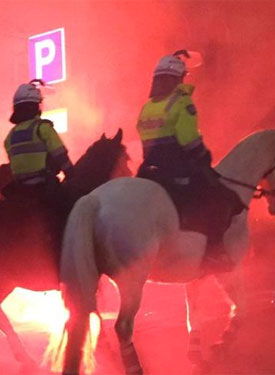 Flares were also lit pre-match. Photo: Twitter/Fiona McLeod