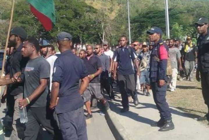 The protesters were marching towards Parliament. Photo: Twitter