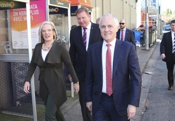 Malcolm and Lucy Turnbull do some last minute campaigning in Burwood, Sydney.
