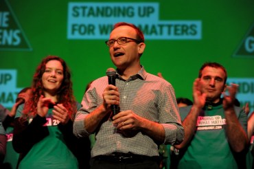 Greens MP Adam Bandt declares victory in the seat of Melbourne. Photo: AAP