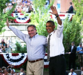 Kaine with Obama in 2012. Photo: Getty