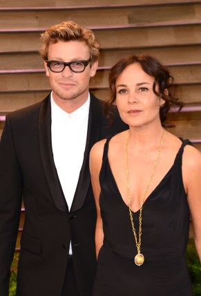 Simon Baker and his partner, Rebecca Rigg, Photo: Getty