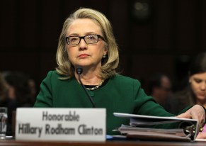 Hillary Clinton testifying before tje US Senate at a 2013 hearing on the Benghazi Attacks. Photo: Getty