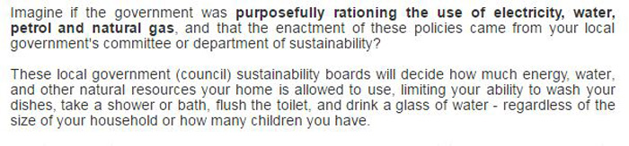 One Nation's position on Agenda 21.