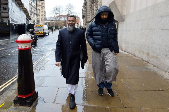 Anjem Choudary (l) arrives at The Old Bailey in January. Photo: Getty.