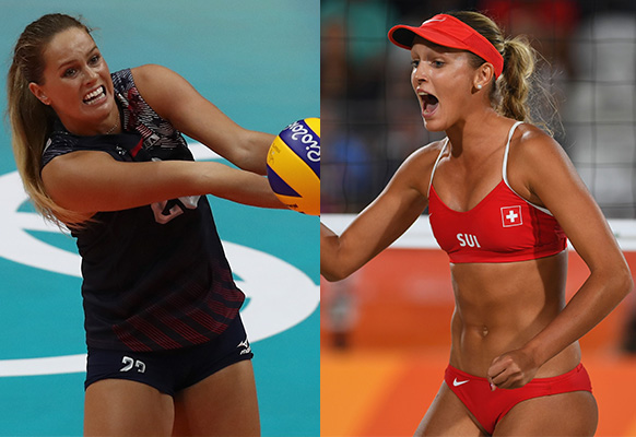 American indoor volleyball player Kelsey Robinson (left) and Swiss beach volleyball player Anouk Verge-Depre both regularly attract magazine features and modelling opportunities. Photo: Getty