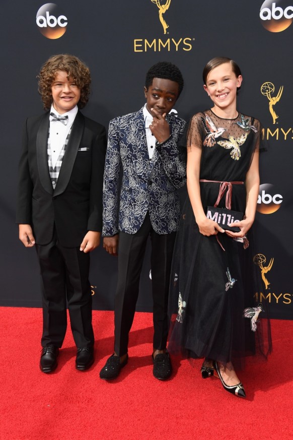 The stars of Stranger Things (L-R): Gaten Matarazzo, Caleb McLaughlin and Millie Bobby Brown.