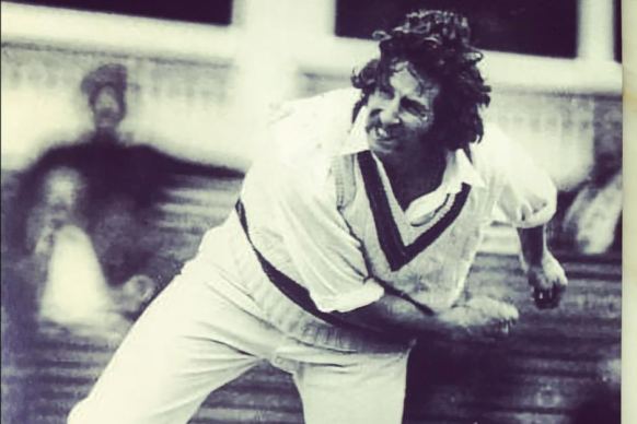Former Australian Test cricketer Max Walker in his distinctive bowling action.