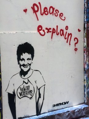 Hanson has even been recognised and lampooned by street artists.