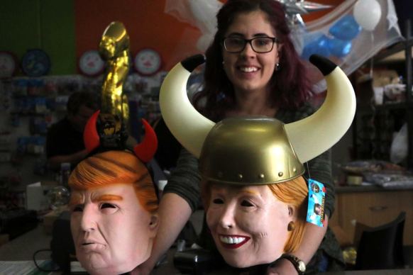 Donald Trump and Hillary Clinton masks