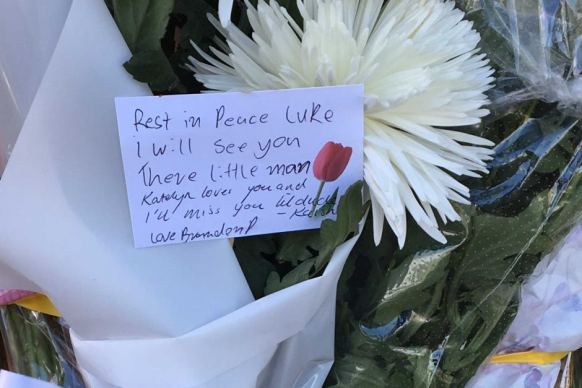 Luke's family visited the scene of the crash.