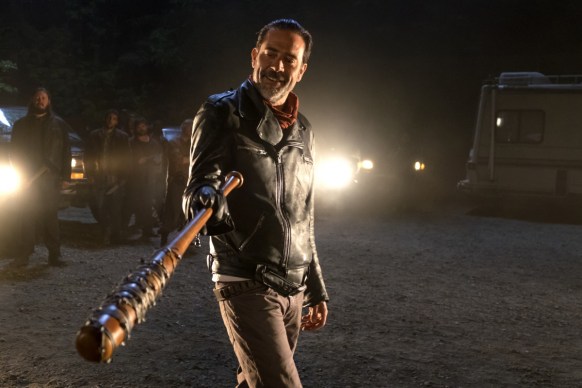 Jeffrey Dean Morgan as Negan appears in a scene from 'The Walking Dead.'