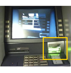 Most skimming devices will obscure the ATM's flashing card slot. Photo: Commonwealth Bank