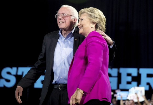 Clinton and Sanders rally.
