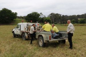 The rescuers had to pile on top of the fur seal to move it on the back of a ute.