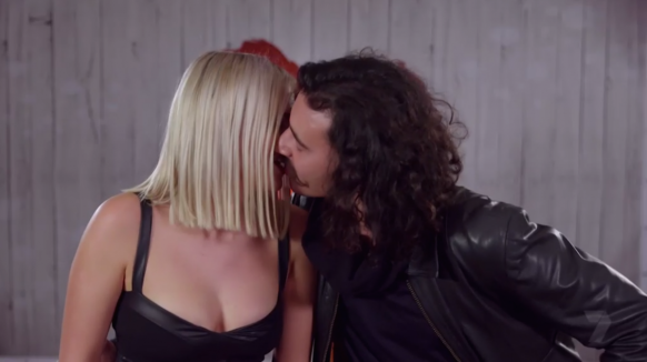 Tonee and Jake share a smooch. Photo: Seven