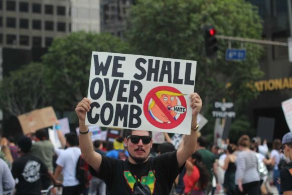 Protesters in Los Angeles are showing their antipathy for President-elect Trump.