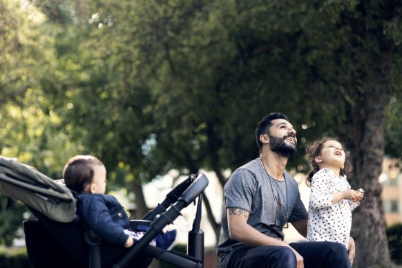 man with kids
