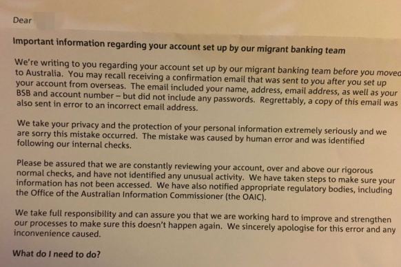 NAB sends customer details