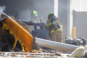 firefighters control blaze essendon airport crash DFO