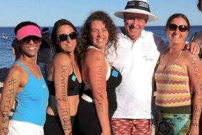 Mr Barnett unwittingly posed for a photo with Roe 8 protesters.
