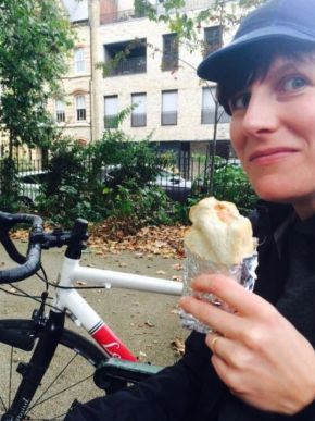 Michelle McGagh stopped using public transport and rode her bicycle everywhere - even to a wedding. 