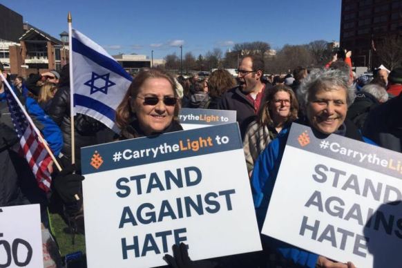 Anti-hate protesters at a rally in Philadelphia