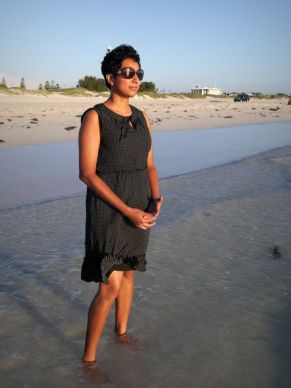 Chamari Liyanage at the beach