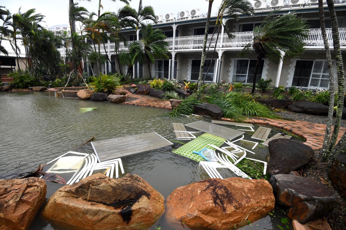 The destruction at a hotel in Airlie Beach. Photo: AAP.