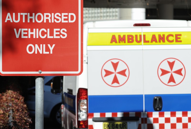 Ambulances at St Vincent's Hospital in Darlinghurst, Sydney
