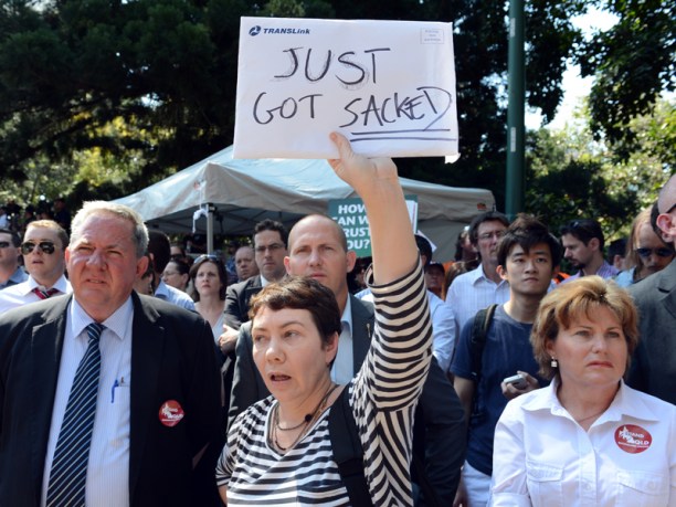 File photo of workers rallying