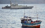 A supplied file photo of the navy intercepting a refugee boat