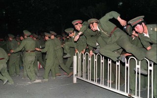 People's Liberation Army soldiers in Tiananmen Square in 1989.