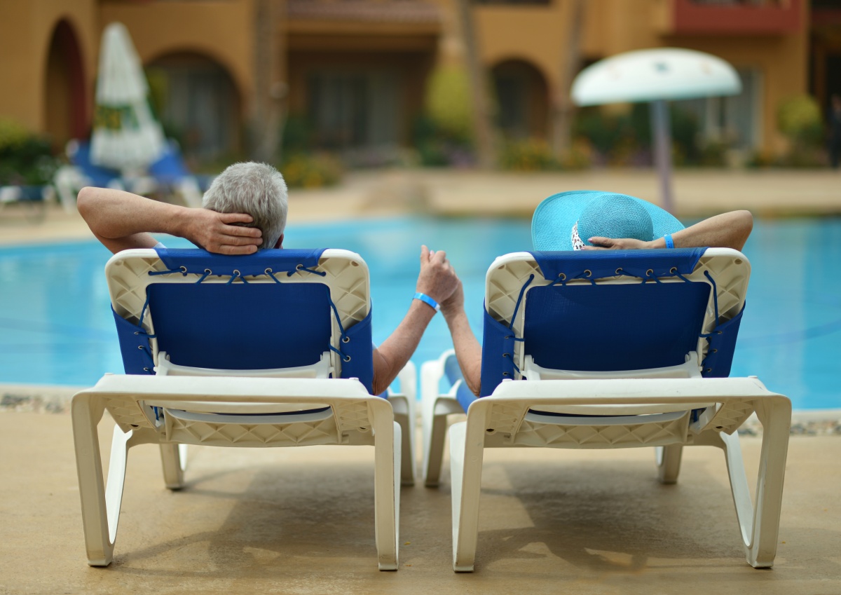 old couple at pool