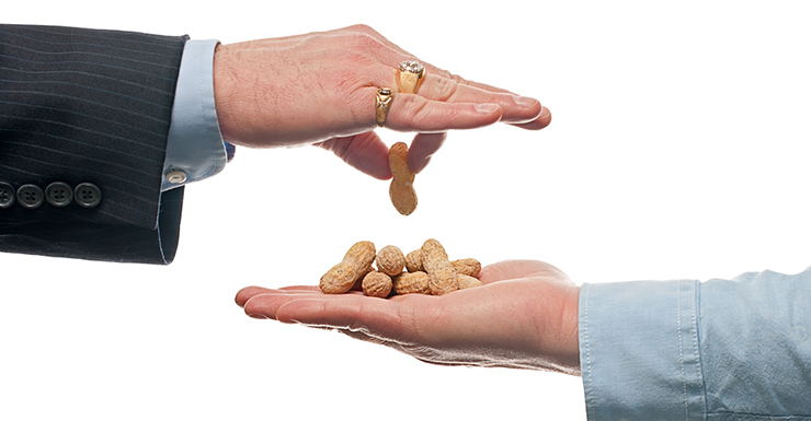 pay peanuts