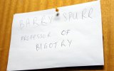 A notice put on Professor Spurr's office door by protesting students.