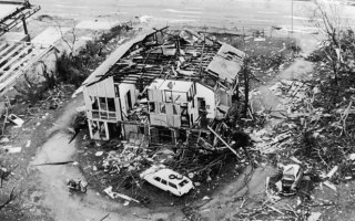 A house on the outskirts of Darwin which was wrecked by Cyclone Tracy.