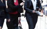 Labor Senator Penny Wong arrives with partner Sophie Allouache