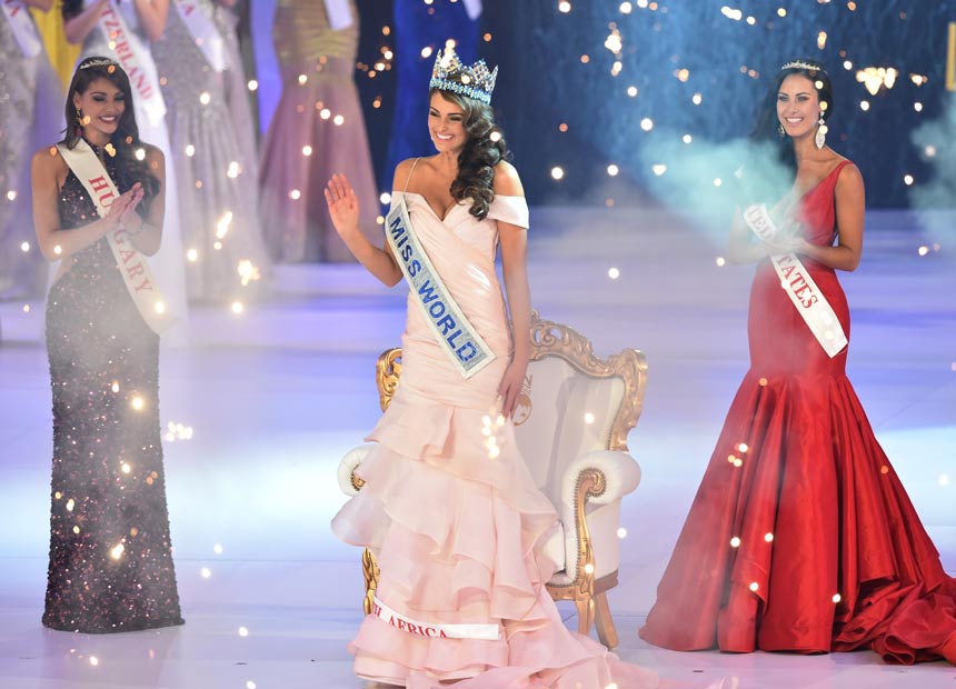 Miss World 2014. Getty. Rolene Strauss (centre).
